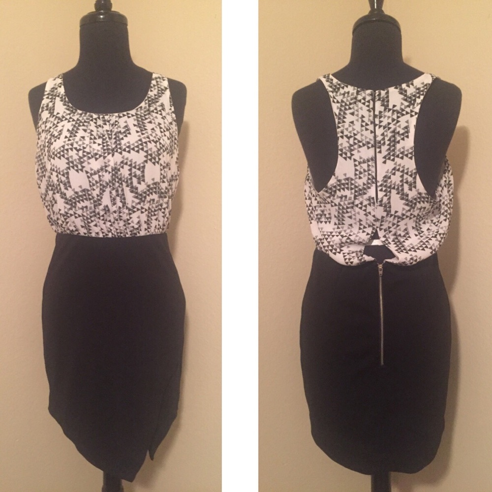 Geometric, asymmetrical bottom dress